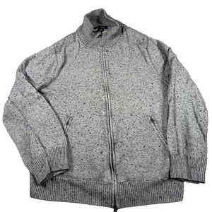 Banana Republic Mens Full Zip Sweater Cardigan Large Silk Cashmere Gray Preppy